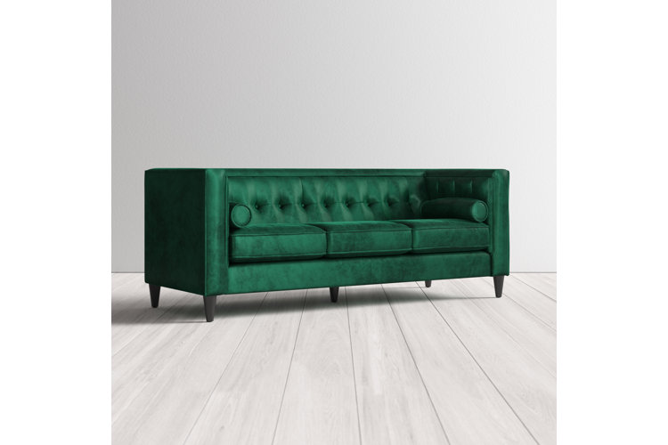 Caine faux leather rolled deals arm chesterfield sofa